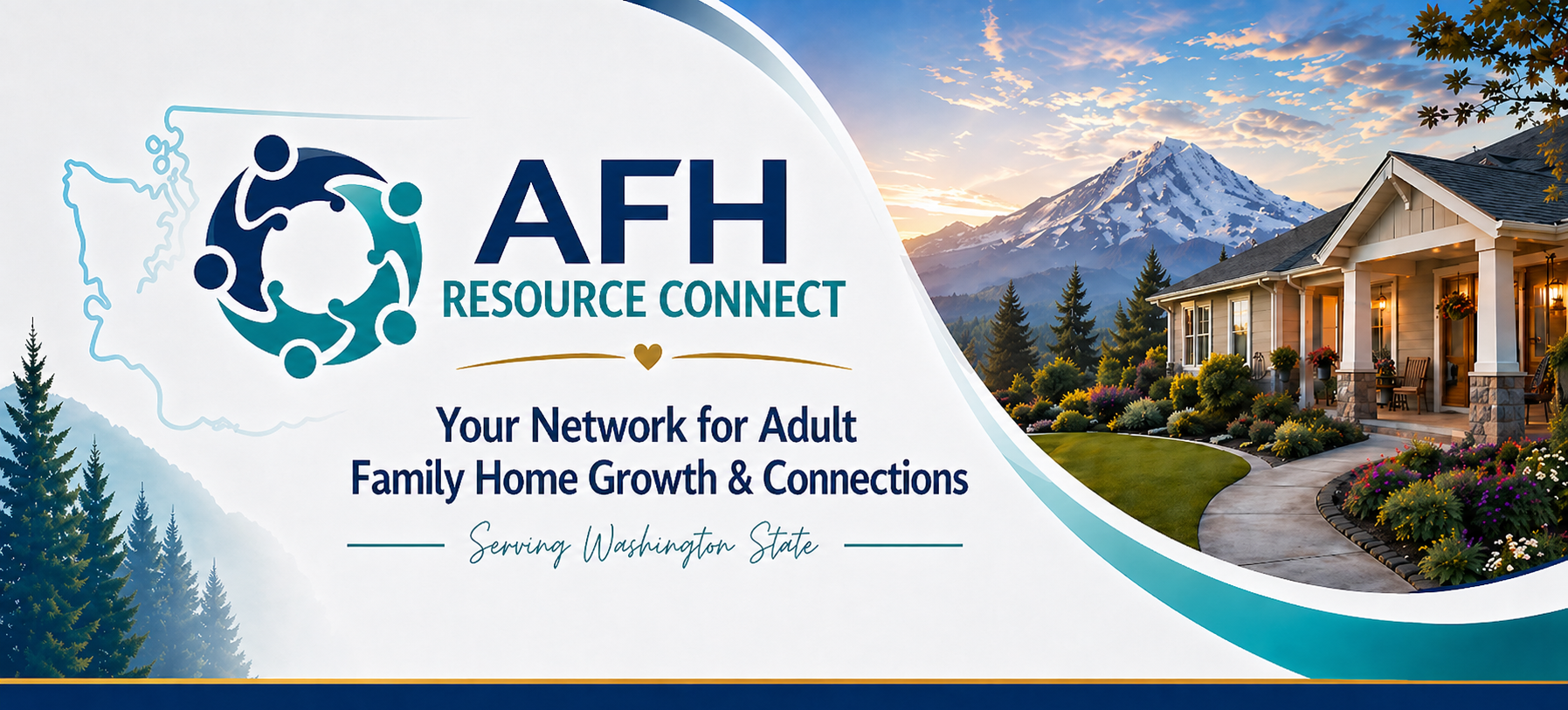 AFH Resource Connect LLC banner showing Washington State, provider network, vendor directory, consultants and professionals